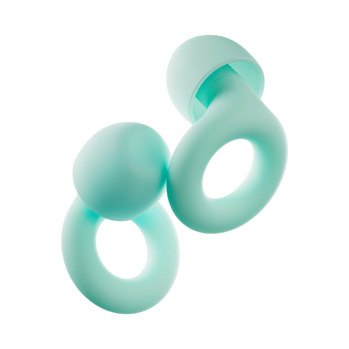 A pair of PLUGS silicone earplugs in Mint